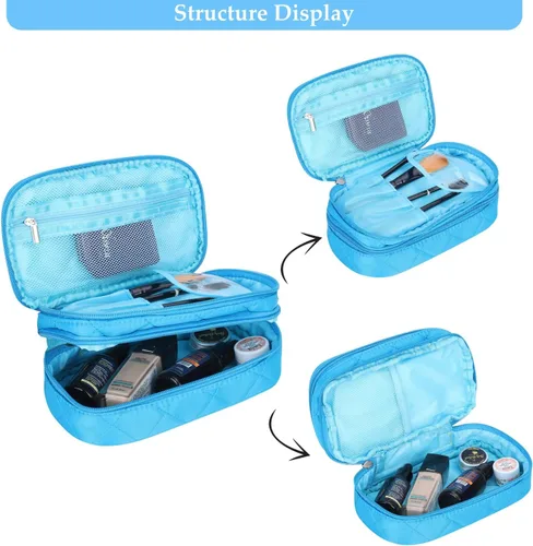 Vista 5 de NFI essentials Double Layer Cosmetic Storage Bag Make Up Organizer Makeup Case with Brush Compartment Travel Toiletry Makeup Kit case Pouch for