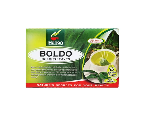Vista 4 de Hanan Peruvian Secrets Boldo - Té de hierbas Boldo 100% natural 25 bolsas de té Actúa naturalmente como un laxante diurético y suave