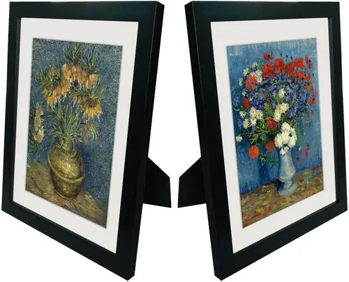 Vista 8 de Wieco Art Jarrón con acianos y amapolas y fritillaries imperiales en un jarrón de cobre de Vincent Van Gogh Reproducción de pinturas al óleo