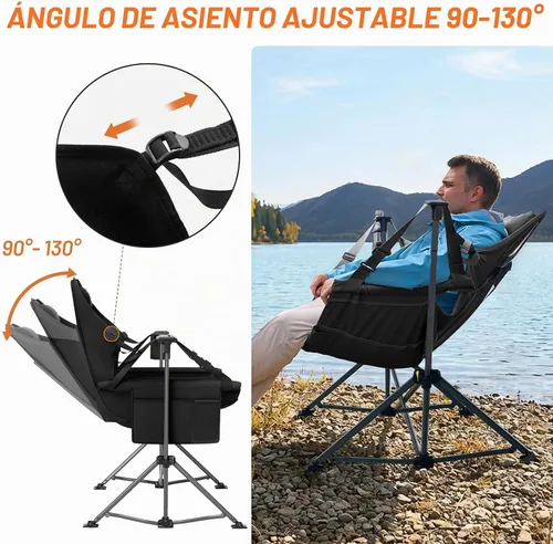 Vista 4 de TIMBER RIDGE Silla de camping hamaca, sillas de campamento oscilantes