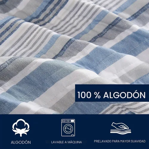 Vista 7 de Nautica - Juego de edredón Twin, ropa de cama de algodón suave y transpirable con sensación de peso medio, juego de cama reversible de 2 piezas