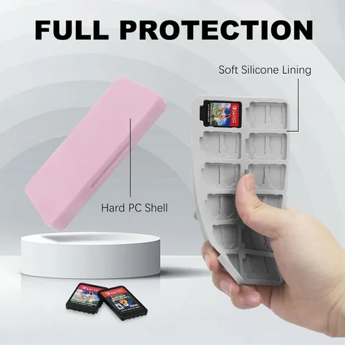 Vista 5 de FYY Nintendo Switch Game Case - Nintendo Switch Game Holder for Nintendo Switch Cartridge Case with 24 Game Card Slots & 48 Micro SD Card Slots