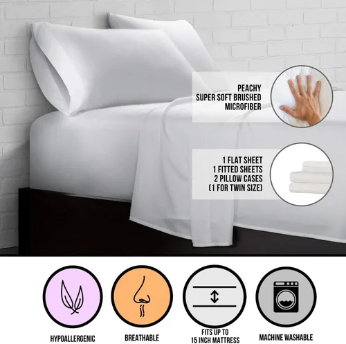 Vista 5 de Ella Jayne Super Soft Triple Brushed Cozy Touch - Juego de sábanas de 3 piezas, tamaño individual, salvia