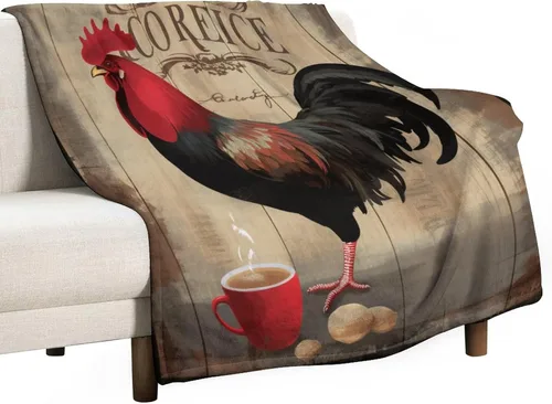 Vista 42 de Manta de microfibra suave y acogedora con diseño de gallo rústico en blanco y negro, suave y acogedora manta de microfibra para sofá, cama, oficina