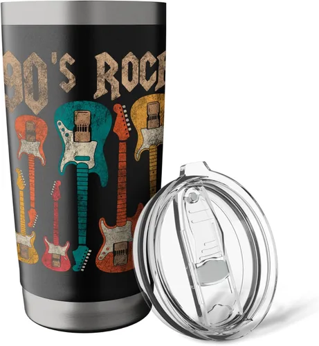 Vista 5 de Vintage 90s Rock Guitar Cassette Tape 1990s Disfraz de acero inoxidable vaso aislado