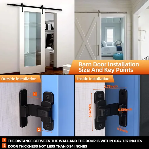 Vista 6 de Pestillo de cerradura de puerta, cerradura de puerta de granero abatible de 90 grados, seguro y portátil para puerta, jardín, baño, garaje, ventana