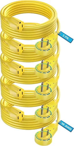 Vista 15 de Maximm Cable de extensión de enchufe plano giratorio de 360° de 0.5 pies, cable de alimentación de 3 clavijas, cable de alimentación de 16 Awg