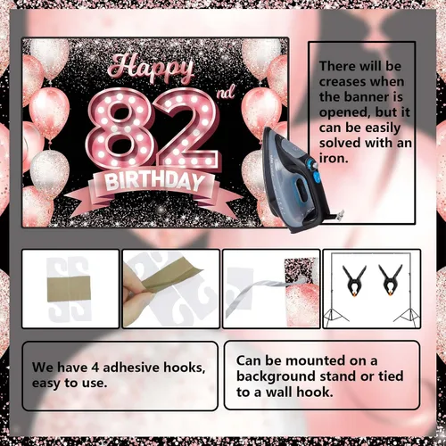 Vista 347 de Cartel de feliz cumpleaños décimo oro rosa, telón de fondo, saludos a 10 años, globos de confeti, decoración temática para niñas de 10 años