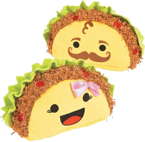 Vista 2 de Fun Express Taco - Juego de 12 peluches pequeños y bonitos de peluche para decoración de fiestas de tacos Recuerdos de fiesta y juguetes mexicanos