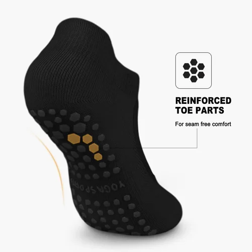 Vista 6 de 5 pares de calcetines de pilates, calcetines de yoga con agarres para mujer, antideslizantes, pilates, entrenamiento, barra pura, ballet, danza