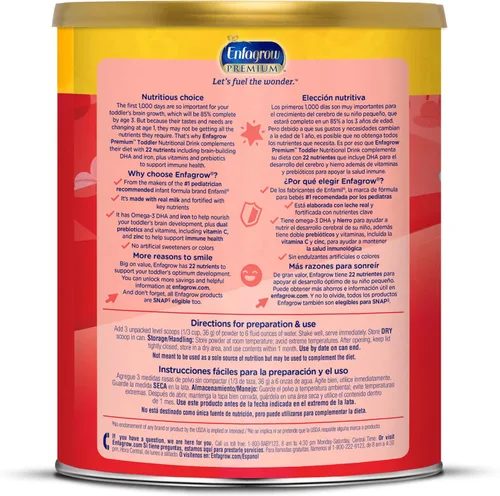 Vista 11 de Enfagrow Premium Bebida Nutricional de Leche para Niños Pequeños, Bebida para Niños Pequeños Enfagrow, Pruebe Nuestro Trío de Apoyo al Cerebro, Lata