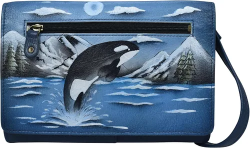 Vista 16 de Anna by Anuschka Women’s Hand-Painted Genuine Leather Organizer Wallet On a String