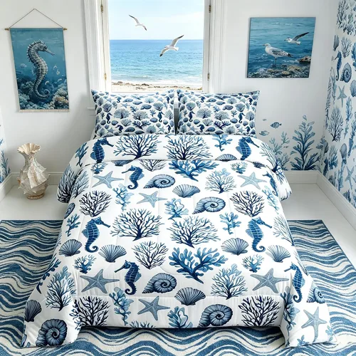 Vista 63 de Juego de edredón Lake Home Camper tamaño King, juego de ropa de cama náutica con ancla para niños, niñas, niños, adultos, decoración de dormitorio