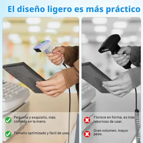 Vista 3 de Symcode Escáner de código de barras USB 1D, lector de código de barras láser CCD con cable de mano compatible con escaneo de pantalla escáner