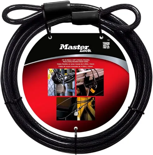 Vista 5 de Acero trenzado Master Lock 85dpf de alta resistencia, 4 pies, 3/8 pulgadas de diámetro., Gris, 85DPF