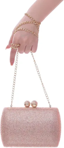 Vista 7 de Bolso de noche con diamantes de imitación completos para mujer, dije de cumpleaños, compromiso, boda, fiesta