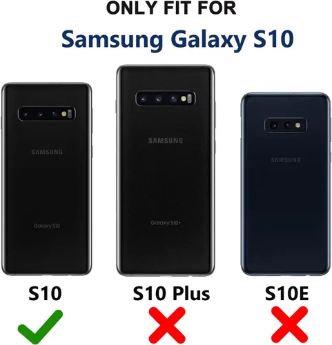 Vista 7 de Funda para Samsung Galaxy S10 con funda de clip para cinturón, 2 protectores de pantalla, [protección contra caídas de grado militar] Funda Negro