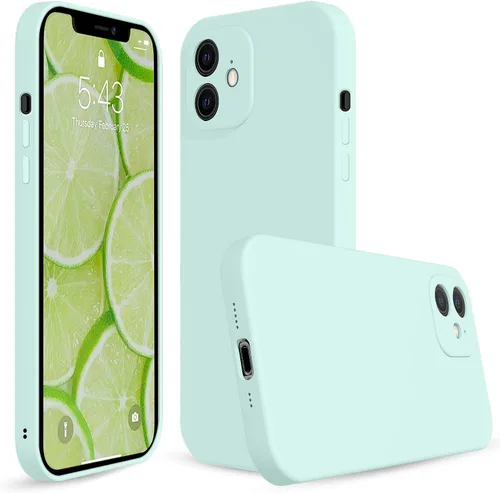 Vista 10 de ANDATE Funda de silicona para iPhone 12, color negro, funda protectora de goma de gel de silicona líquida suave a prueba de golpes para iPhone 12
