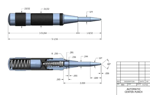 Vista 3 de Starrett 18 C Perforadora de centro automático con trazo ajustable, 5 – 1/4" de longitud, diámetro de 11/16