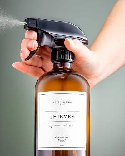 Vista 8 de Vine Creations Botellas de spray de vidrio ámbar, paquete de 2 botellas recargables de vidrio para soluciones de limpieza, botella de spray de 16