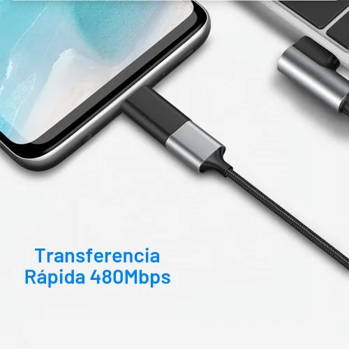Vista 5 de Adaptador USB C a Micro USB, USB tipo C hembra a adaptador micro USB macho Negro