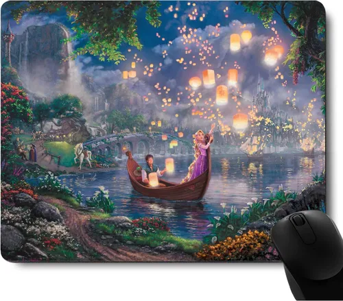 Vista 11 de Alfombrilla de mouse de anime de castillo con fuegos artificiales, base de goma antideslizante, decoración de escritorio
