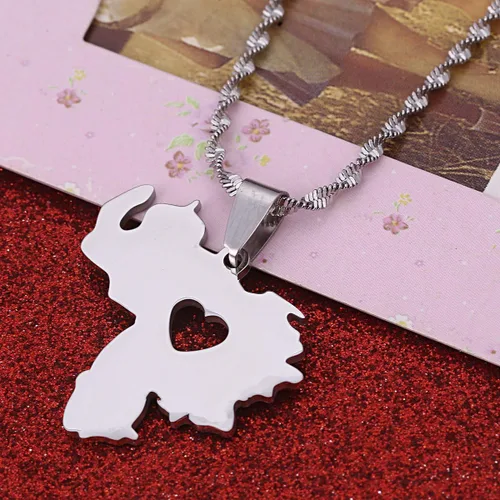 Vista 3 de Collar con colgante de mapa de Venezuela de acero inoxidable para mujeres y hombres venezolanos
