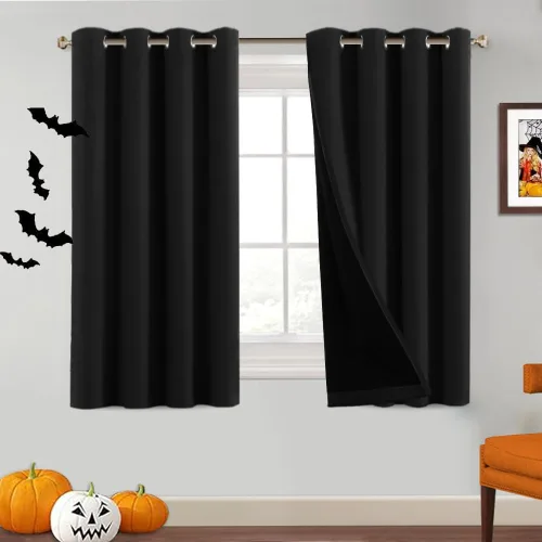 Vista 19 de PrinceDeco Cortinas 100% opacas de 54 pulgadas de largo, completamente opacas, tratamiento de ventanas, cortinas forradas con aislamiento térmico