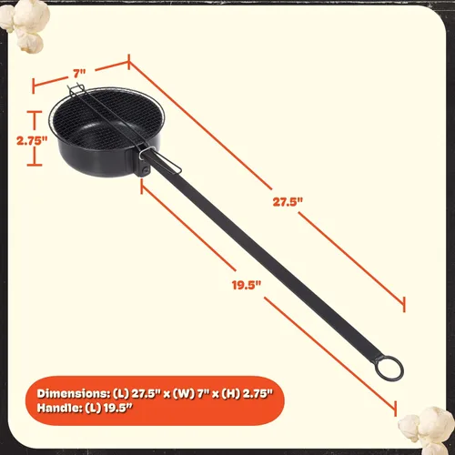 Vista 6 de Great Northern Popcorn Popper - Máquina de palomitas de maíz a la antigua con mango extendido - Equipo de campamento (negro)