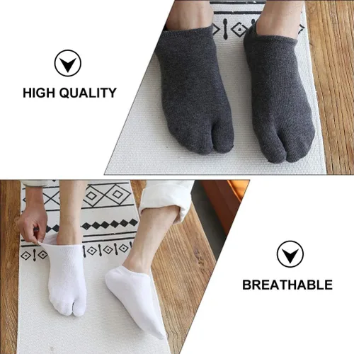 Vista 6 de Holibanna 4 pares de sandalias casuales unisex con puntera dividida para hombres y mujeres, calcetines elásticos de color mixto, talla única