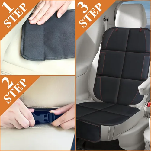 Vista 7 de Protector de asiento de automóvil con respaldo acolchado de goma antideslizante, acolchado impermeable más grueso para asientos infantiles, sin