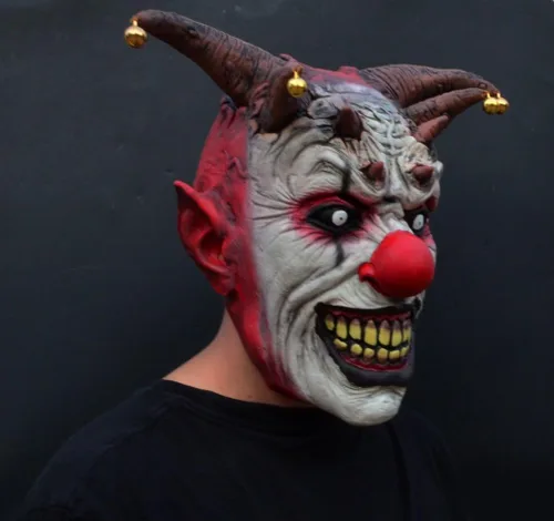 Vista 3 de Acid Tactical Máscara de látex espeluznante de payaso malvado de Halloween - Payaso bufón malvado