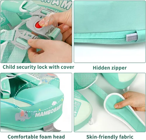 Vista 3 de Mambobaby Flotador con malla de cama y dosel no inflable Flotador de piscina infantil inteligente entrenador de natación para añadir cola, flotador