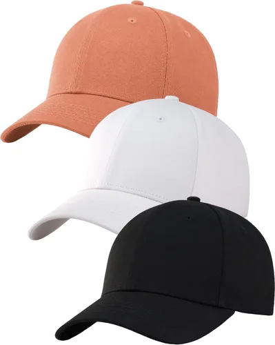 Vista 16 de Paquete de 3 gorras de béisbol de algodón liso con correa trasera, ajustables, de perfil bajo, para hombres y mujeres 3 Negro