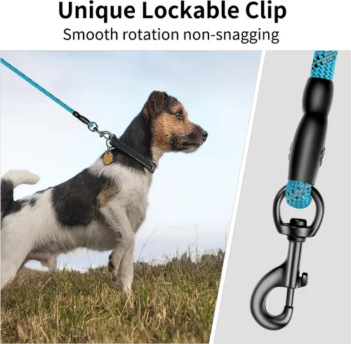 Vista 4 de Correa de perro resistente para perros de raza grande, mediana y pequeña, correa de perro reflectante con asa cómoda, correas de cuerda