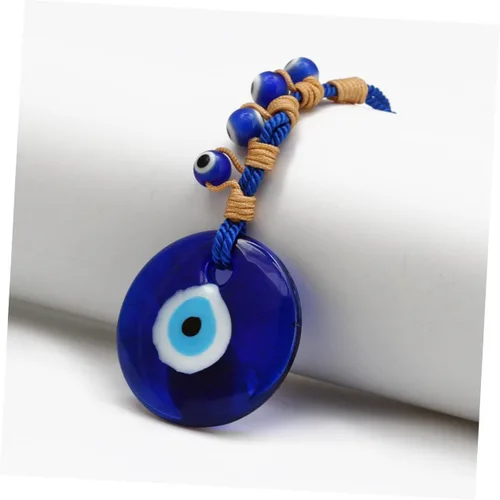 Vista 3 de 2pcs Devil's Eye Pendant Blue Beads Lucky Key Chain Evil Eye Key Holer House Decorations for Home Turkish Amulet Rear View Mirror Hanging Blue