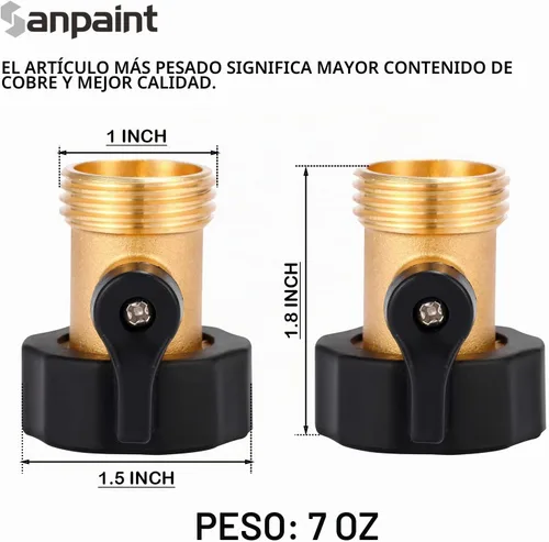 Vista 3 de Válvula de cierre de manguera de agua, paquete de 2