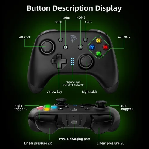 Vista 3 de EasySMX Switch Pro Controller for Nintendo SwitchLiteOLED, PC Controller, Wireless Switch Controller with 4 Programmable Buttons, Dual Vibration