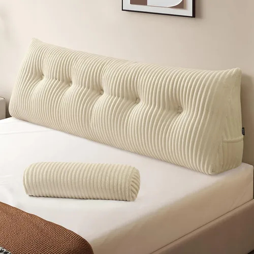 Vista 26 de Z-hom - Almohada grande para cabecero con un solo rollo, almohada de cuña para sentarse en la cama, cojín triangular de apoyo de respaldo para leer
