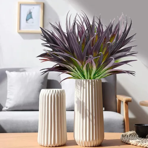 Vista 2 de 8 piezas de plantas falsas para exteriores, resistentes a los rayos UV, plantas de césped alto artificiales, flores tropicales, arbustos, decoración
