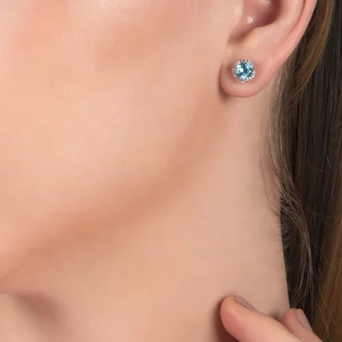 Vista 5 de Pendientes de oro blanco de 10 quilates con diamante