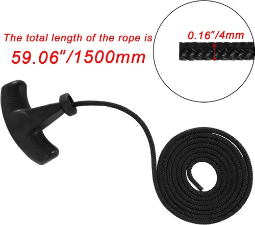 Vista 3 de RUTU Juego de 2 cables de tracción de 4.9 pies con mango de arranque de retroceso, aumenta la estructura incrustada, y la cuerda no es fácil