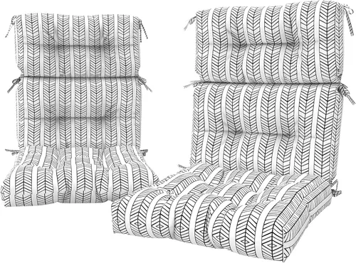 Vista 10 de LVTXIII Paquete de 2 cojines para sillas de respaldo alto para exteriores, 44 x 20 x 4 pulgadas, juego de cojines de patio al aire libre con lazos