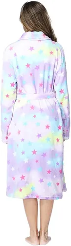 Vista 2 de RONGTAI Bata de baño para mujer, de felpa, cálida, larga, de forro polar, ropa de dormir