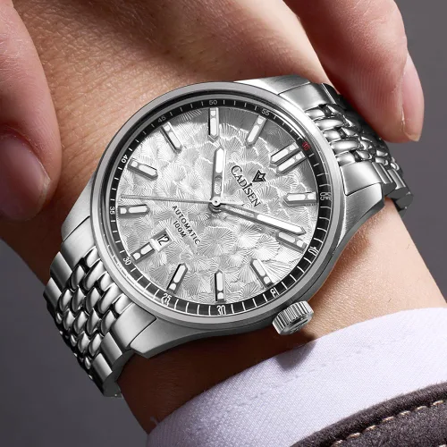 Vista 4 de CADISEN Reloj mecánico automático para hombre, 328.1 ft, resistente al agua, acero inoxidable, homenaje