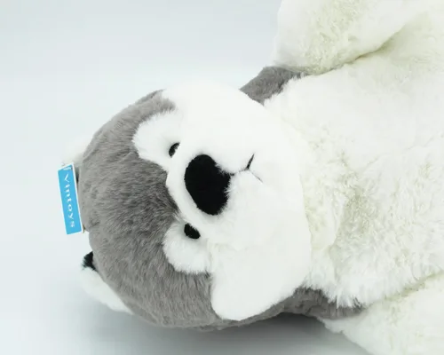 Vista 4 de Peluche de perro husky siberiano, almohada grande para abrazar, de algodón, para cachorros, juguete de animales de peluche de 23 pulgadas