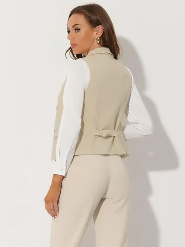 Vista 4 de Allegra K Chaleco de mujer con cuello de solapa y espalda cruzada