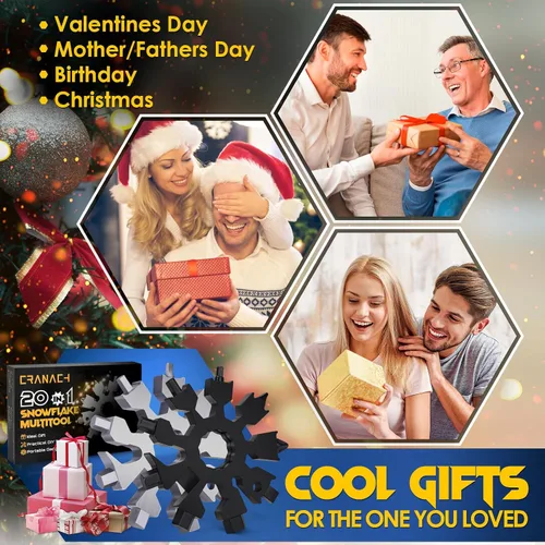 Vista 2 de Rellenos de calcetines para hombres Herramientas multifuncionales de copo de nieve - 20 en 1 Herramienta multifuncional Regalos de Navidad
