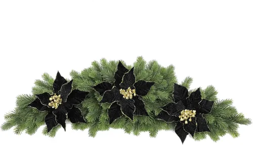 Vista 4 de SHACOS 10 piezas de 9.8 pulgadas de flores de Pascua grandes con purpurina para tallos de tela de terciopelo, flores florales, flores de Navidad