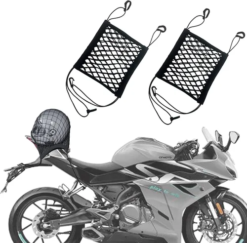 Vista 2 de Red de carga mejorada para almacenamiento de cascos de motocicleta, red elástica de doble capa de alta elasticidad de 11 x 9.8 pulgadas
